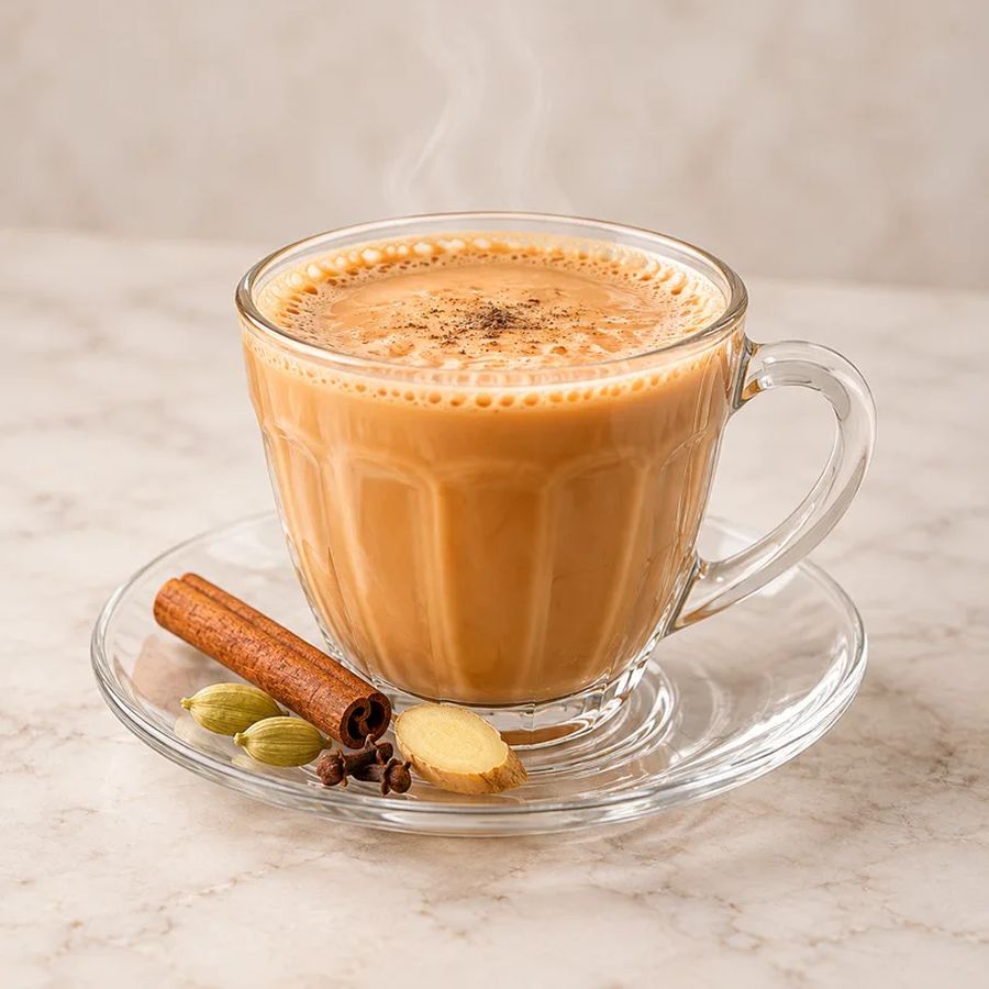 Masala Tea brewed fresh at 080 Cafe & Juice, Cooke Town, Bengaluru