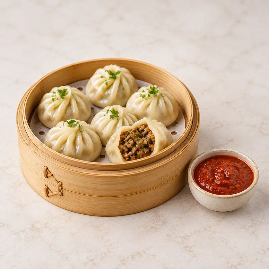 Mutton Momos at 080 Cafe & Juice