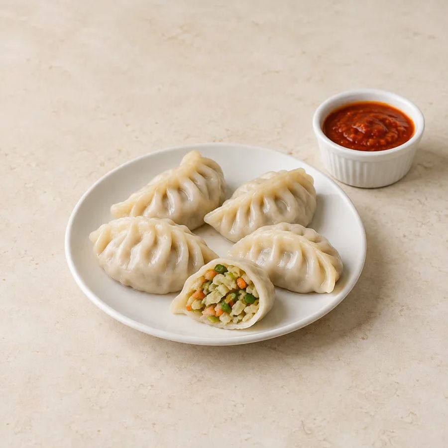 Veg Momos steamed fresh at 080 Cafe & Juice, Cooke Town, Bengaluru
