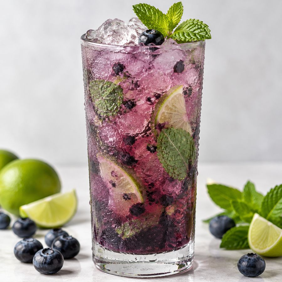 Blueberry Mojito with mint and lime at 080 Cafe & Juice